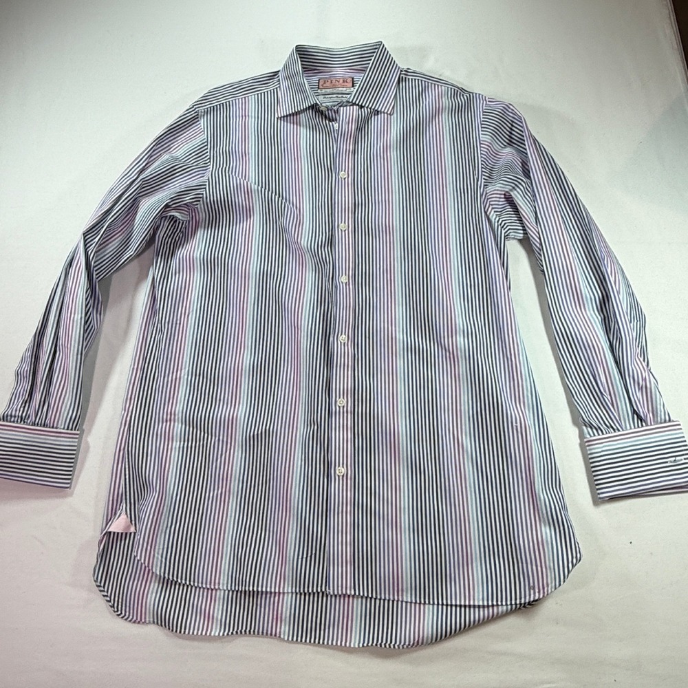 Thomas Pink Jermyn Street London Dress Shirt Mens 16 34.5 Striped‎ French Cuff
